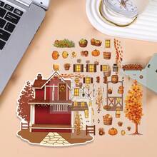Autumn Farmhouse Landscape Stickers DIY Scrapbooking Collage Decorative Sticker Pack - Multicolor - View 3