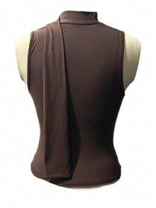 Elegant Knit Camisole Tank Top For Women, Sleeveless, Medium Stretch Fabric, Suitable For Summer Wear (Regular Length) - Brown - View 4