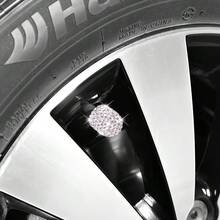 5pcs Sparkling Rhinestone Car Accessories Set: 1pc Double Row Engine Start Button Ring & 4pcs Crystal Tire Valve Stem Caps, Suitable For Women - 2-piece Valve Stem & Start Ring Set - View 9
