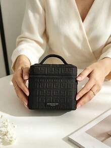 Embossed Large Capacity Cosmetic Bag, Portable Storage Bag For Skincare And Makeup, Scratch-Resistant And Wear-Resistant, Travel, Business Trip, Home Organization, Gift For Best Friend, Birthday, Holiday, Souvenir, GIVENCHY - Black - View 4