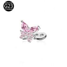 1Pc Pink Series G23 Titanium CZ Inlaid Dermal Anchor Hypoallergenic Body Piercing Jewelry For Daily Wear - Pink - View 20