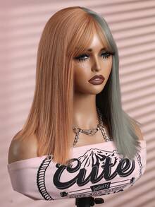 Halloween Straight Hair Wig With Bangs 14Inch Red Black/Orange Grey,Rose Mesh Hat,Suitable For Women,Aesthetic Synthetic Hair Wig,Wig Suitable For Halloween, Suitable For All Races,Retouch Your Face - Multicolor - View 13