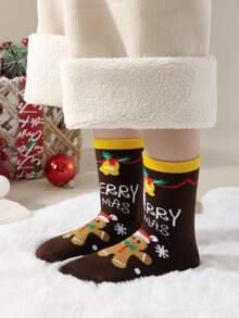 8/4 Pairs Autumn/Winter Kids Christmas Socks, Red Christmas Girl Socks, Boy Socks, Festive Atmosphere, Cute Cartoon Santa Claus, Reindeer, Gingerbread Man Patterns - Multicolor - View 4
