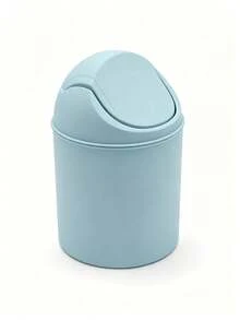 Plastic Mini Trash Can With Swing Lid, Mini Desktop Trash Can, Suitable For Office, Kitchen, Vanity, Bedroom, Bathroom - Multicolor - View 9