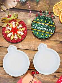 10pcs/5pcs/1pc Christmas Silicone Molds, DIY Round Christmas Decoration Resin Molds, Transparent Silicone Casting Molds, Silicone Molds For Candle Making Suitable For Christmas Tree Ornaments, Crafts, Gifts, Round Pendant Molds For Keychain Decorations, DIY Epoxy Resin Casting Air Dry Polymer Clay Plaster Jewelry Making - Mold - View 9