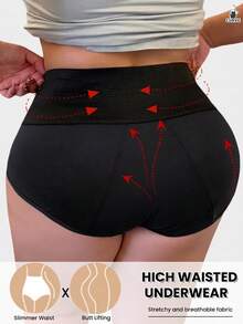 3 Packs Women's Plus Size Menstrual Knickers High Rise Waterproof Briefs Leak Resistant Postpartum Wear - Multicolor - View 3