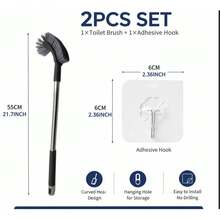 C-Shaped Long Handle Toilet Brush - Stainless Steel Material, Wall-Mounted, Designed For Thorough Cleaning Of Standard Toilets And Squat Toilets (Including Hard-To-Reach Areas). - A - View 12