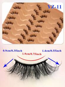 ENCHUW 16 Pairs Half Eye False Eyelashes,Natural Fluffy Lashes,Cat Eye Lashes End Eye Elongated Lashes For Daily Wear - Black - View 2