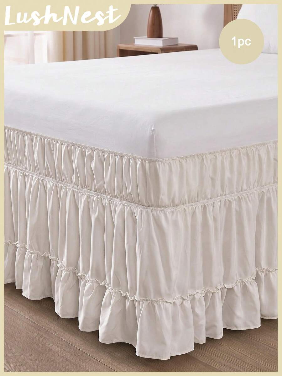1 buah Rok Ranjang Warna Beige Abu-abu Muda dengan Pinggiran Pita (1 buah), Gaya Klasik Sederhana untuk Sehari-hari, Terbuat dari Serat Poliester yang Nyaman dan Bernapas, Cocok untuk Semua Musim. Sempurna untuk Tata Letak Kamar Tidur dan Dekorasi Rumah, Perlengkapan Tempat Tidur Berumbai yang Bergaya - Abu-abu Krem - View 1