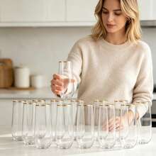 1/6/12pcs Transparent Gold Rim Champagne Glasses, Champagne/Cocktail Glasses, Reusable Unbreakable Acrylic Wine Glasses, Suitable For Weddings, Bachelor Parties And Various Party Events - View 9