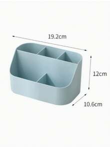 1pc Multi-Grid Plastic Desktop Storage Organizer, Solid Color Minimalist Divided Cosmetic Stationery Holder, For Bedroom Office, Holiday Gift, All Season Use - Multicolor - View 10