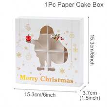 4pcs/1pc Merry Christmas Window Slot Layered Cupcake Cookie Candy Packaging Box, Santa Claus Reindeer Snowflake Gift Box - Multicolor - View 10