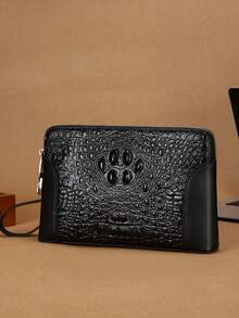 gorchis New Men's Crocodile Embossed Large Capacity Business Clutch Bag With Password Lock Anti-Theft PU Leather Handbag - Black - View 3