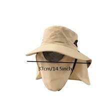 Men's Summer Wide Brim Bucket Hat, UV Protection Face Sun Hat, Outdoor Fishing Travel Sun Protection Hat - B Khaki - View 6