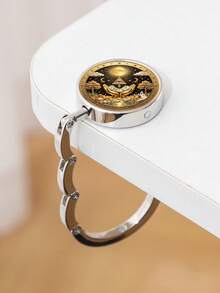 1pc Vintage Eye Commemorative Coin Bag Hook, Foldable Desk Edge Bag Hanger, Metal Portable Desktop Bag Hook For Student Desk - Multicolor - View 10