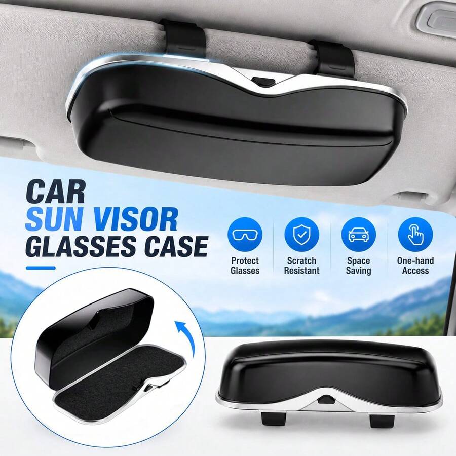 Multifunction Car Glasses Box Portable Car Fashion Glasses Holder Car Driving Glasses Holder Eyeglass Case Sun Visor Glasses Storage