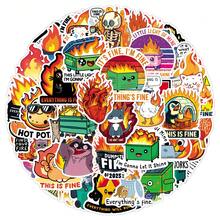 50pcs Cute Funny Fire Graffiti Creative Cartoon Chaos Daily Optimistic Slacker Decorative Desktop Tablet Stickers - Multicolor - View 5