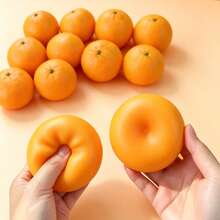 1pc New Realistic Orange Squeeze Ball, Building Block Particle Filled Crunchy Sensation Stress Relief Toy, Crisp Sound Fingertip Fidget Toy, Suitable For Adults And Children 3 Years And Above, Simulation Fruit Toy - Orange - View 10