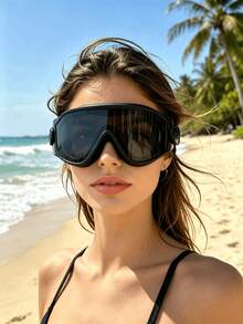 361degree 1pc 361° Large Frame Wide View HD Anti-Fog Waterproof Leakproof Swim Goggles For Women Men Adult, With Portable Storage Case, Pool Beach Swimming Gear - Quiet Night Black - View 1