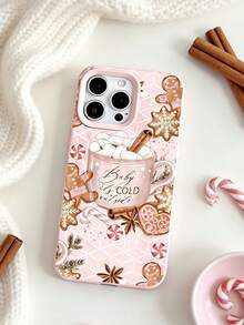 1pc Christmas Personalized Drink Gingerbread Candy Pattern Light Pink Liquid Straight Edge Phone Case Compatible With IPhone 16/16Pro/16Plus/15/15ProMax/15Pro/11/12/13/14ProMax/11Pro/11ProMax/12Pro/12ProMax/13Pro/13ProMax/14Pro/14ProMax Soft Shell Premium Creative - Multicolor - View 2