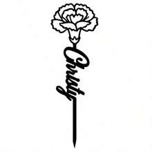 1pc Customized Floral Memorial Stake, Metal Tombstone, Rose Cemetery Plaque, Birth Flower, Memorial Garden Stake - Black - View 46