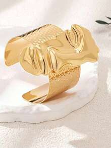 1pc Vintage Abstract Geometric Quirky Personalized Exaggerated Creative Design Portrait Bracelet - Gold - View 2