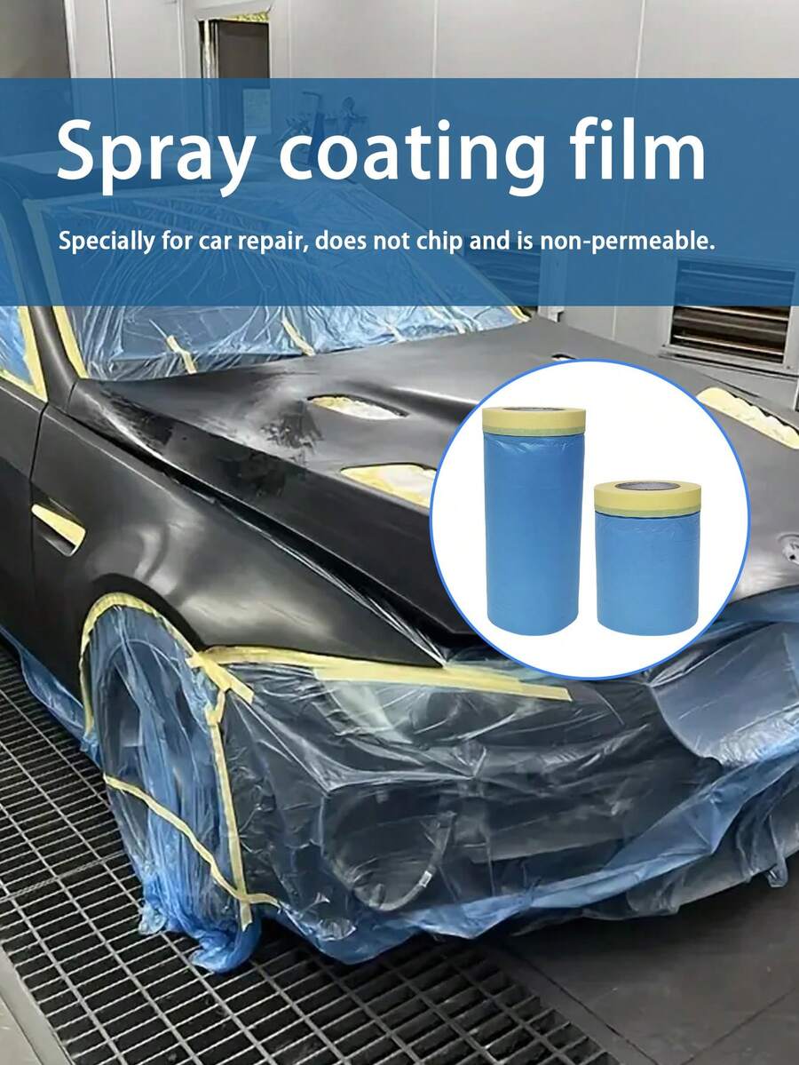 1 Roll Automotive Spray Paint Masking Film, Heat Resistant, Non-Penetrating, Electrostatic Adsorption, PE Film For Car Paint Protection