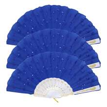 1/3/12 piezas D EXCEED Abanico de mano para fiesta de baile, abanico español para mujer, plegable con lentejuelas, para fiesta, boda, iglesia, festivales de música y carnaval - multicolor - Ver 33