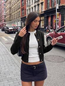 HoloChill 萬聖節女款年輕網紅休閒風圓領素色休閒開襟衫 秋冬休閒新款百搭開襟衫，秋冬外出上衣 秋冬開襟衫柔軟面料圓領長袖鈕扣細節標準版開襟衫，適合秋冬穿著 秋冬奢華聖誕 - 黑色 - 查看 6