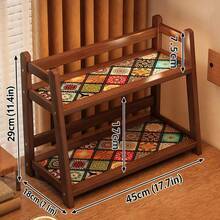 1pc Double Layer Bamboo Perfume Rack Desktop Organizer, Cosmetic Storage Rack, Display Stand, Painted Surface, Luxury Home Decor, Suitable For Kitchen Counter, Entryway, Coffee Corner, Dining Table, Bedroom And Vanity Storage And Organization - Brown - View 11