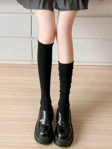 2/3/5/10 Pairs White Layered Socks, Women's Mid-Calf Socks, Women's Knee-High Socks, Summer/Autumn Thin Style Ankle Boots Matching Mid-Calf Socks, Also Suitable For Ankle Boots, Solid Color Knee-High Socks, Y2K Style, Comfortable, Halloween Christmas Back To School Season Student Mid-Calf Socks, Women's Socks, Autumn Socks, Suitable For Travel And Home Use - Multicolor - View 5