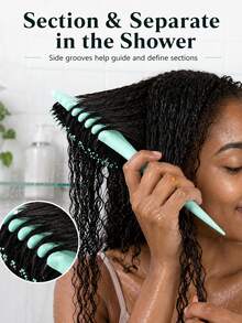 Multi-Color Wet/Dry Dual-Use Shower Hair Comb, Multi-Function Detangling And Parting Comb With Grooved Edge Design, Suitable For Curly And Straight Hair, Bathroom Use, Wet/Dry Hair, Daily Styling, Home, Travel And Daily Hair Care - Multicolor - View 4