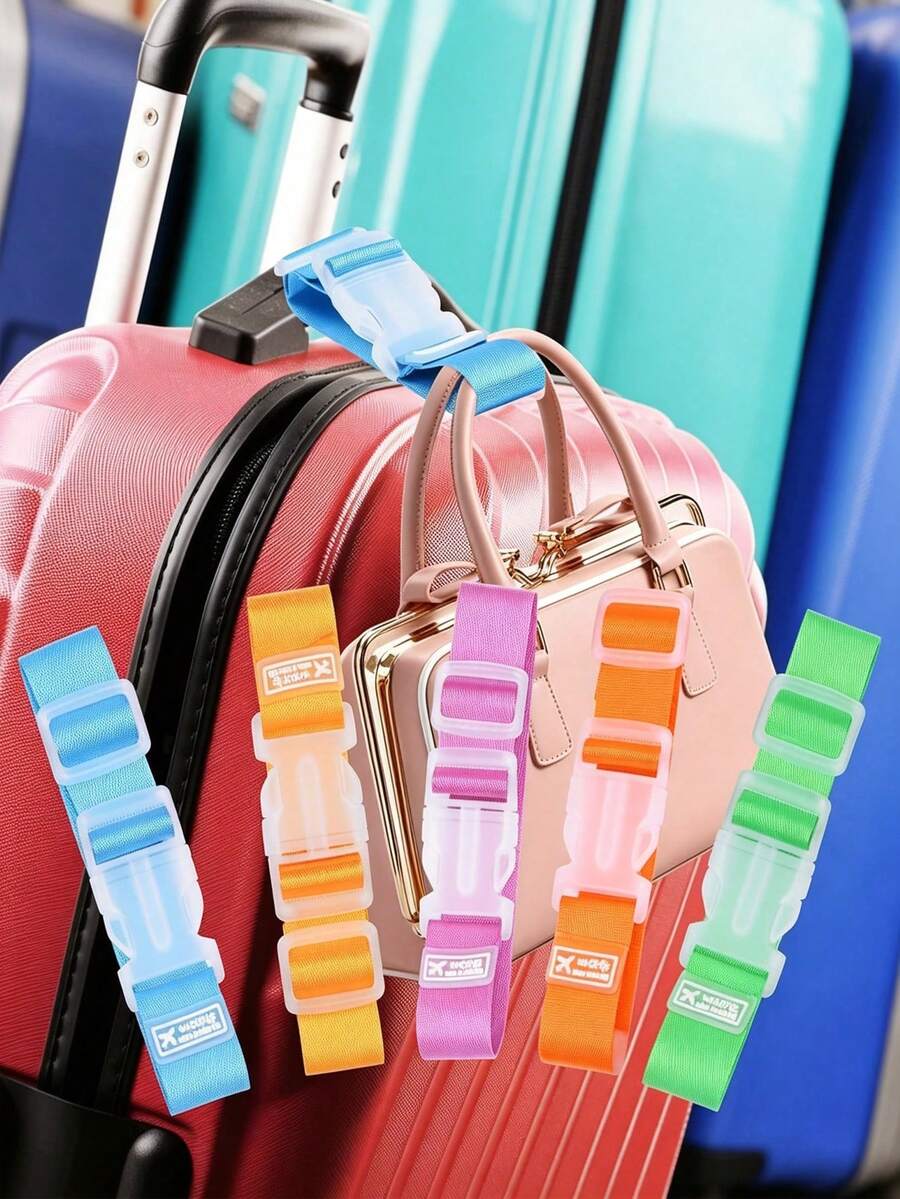3/1pc Portable Adjustable Luggage Strap With Buckle, Unisex, Suitable For Cruise, Camping, Outdoor, Beach, Travel And Back To School Essential Accessory