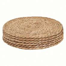 4/6pcs Set Woven Placemats, Round Rattan Placemats, Natural Handmade Water Hyacinth Placemats, Farmhouse Style Woven Placemats, Country Style Woven Willow Table Mats, Suitable For Dining Table, Home, Wedding - Primary Color - View 5