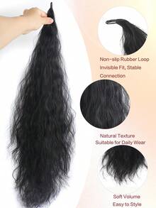  28 Inch Wrap Around High Ponytail Extension Long Wavy Curly Synthetic Hairpiece Natural Fluffy Ponytail Hairstyle For Women - Multicolor - View 3