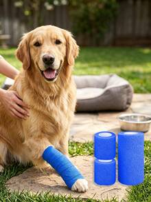 2/3/4 Pcs Of Elastic Self-Adhesive Breathable Pet Bandages, Suitable For Cats, Dogs, And Horses, Can Be Used On Wrists, Ankles, Knees, Heads, And Bodies - Blue - View 7