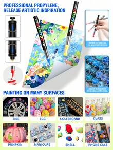 Flysea 12-288 Colors Acrylic Paint Marker Pens, Liquid Ink Automatic Flow Control Acrylic Paint Markers, Richer Ink, Smooth Ink Flow, Comprehensive Color Classification, Stackable Colors, Strong Coverage, Felt Tip Pen Stationery Set, Suitable For Canvas, Rock Painting, Wood, Stone, Glass, Ceramic, Fabric Painting, DIY Crafts, Back To School Supplies - Multicolor - View 11