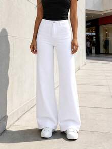 Women's Casual Straight-Leg Jeans, Versatile And Comfortable For Daily Wear Spring White, Clean Girl Aesthetic Fall - White - View 6