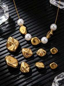1pc Stainless Steel 18K Gold Plated Fashion Large Hole Rhombus Asymmetrical Spacer Bead, DIY Bracelet Necklace Jewelry Making Accessory - beads - View 9