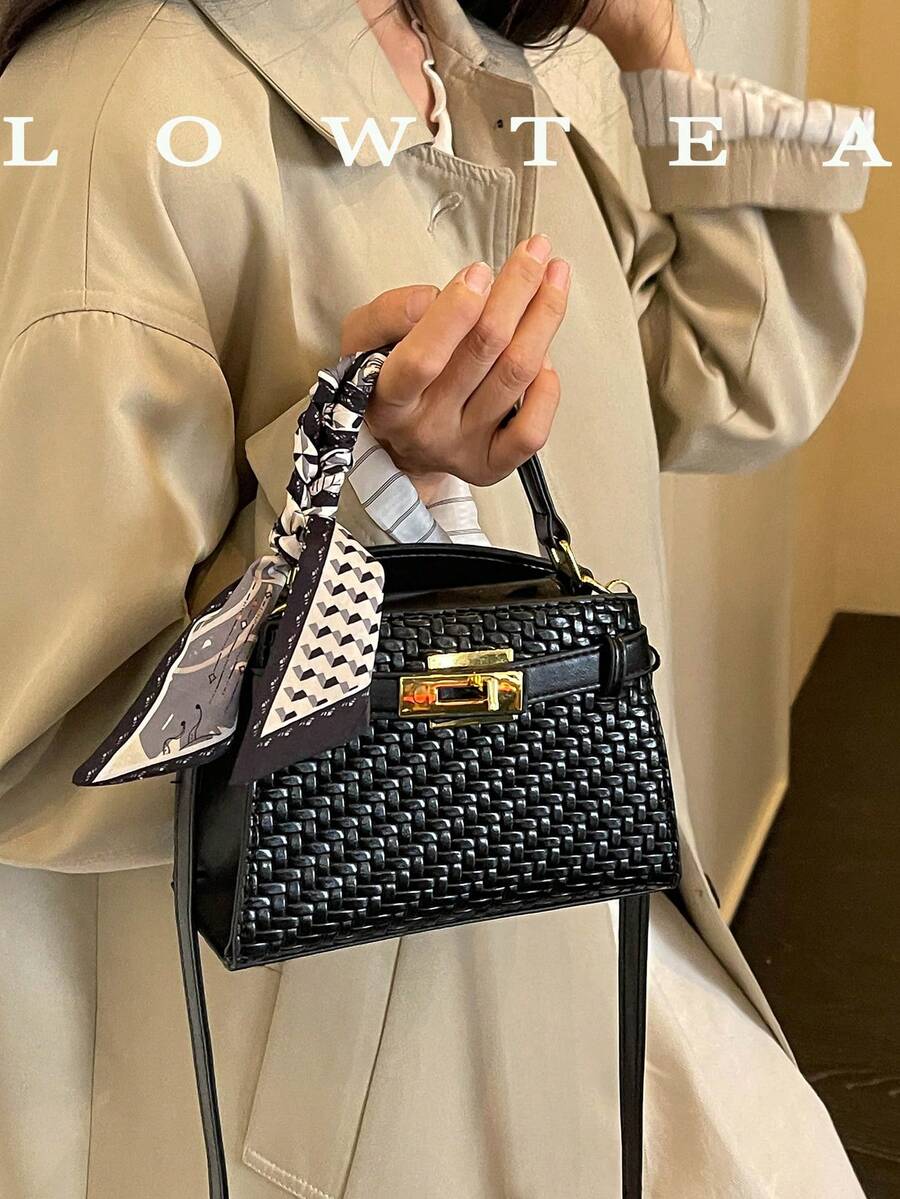 low tea New Fashion Women's Handbag, Fashionable Shoulder Strap Decoration Adjustable Shoulder Strap Shoulder Crossbody Bag, Minimalist Solid Color High-End Hardware Decoration Commuter Shoulder Bag