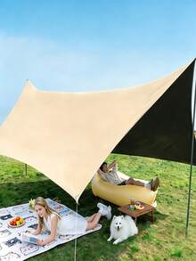 Camping Tarp, Multiple Sizes Available, Waterproof And Tear‑Resistant, Large Sun‑Shading Area, Lightweight And Easy To Store, Suitable For Outdoor Activities, Hammocks, Cars And Picnics - Multicolor - View 4