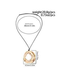 1pc Minimalist Artistic Hollow Gold Pendant Rope Necklace, Vintage Elegant Long Neck Chain, Commute Party Best Friend Gift Accessory - Geometric Shape Necklace - View 7