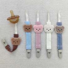 1pc Baby Pacifier Clip Chain Anti-Drop Cartoon Bear Pacifier Chain Baby Teether Anti-Drop Clip Solid Color Fabric Strap Lanyard Anti-Lost Rope - Multicolor - View 3