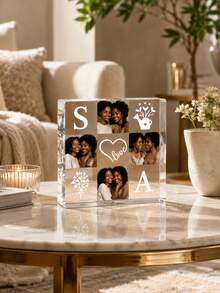 1pc Customized Acrylic Plaque, Personalized Photo Acrylic Block, Suitable For Mother's Day, Best Friends Or Family Memorial - Multicolor - View 2