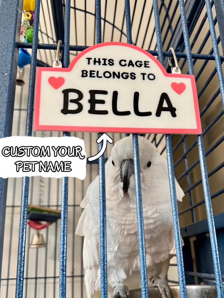 1Pc Personalized Parrot Cage Name Sign - Custom Parrot Name Plaque, Cute Bird Cage Decoration, Personalized Parrot Room Sign For Home, Bird Owners, Pet Lovers, Gifts & More - Multicolor - View 1