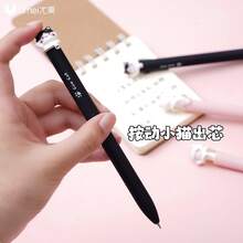 2/4pcs Cute Cat Pop-Up Head Retractable Neutral Ink Pens, 0.5mm Black Smooth Water-Based Ink Pens For Students - Cat - View 4