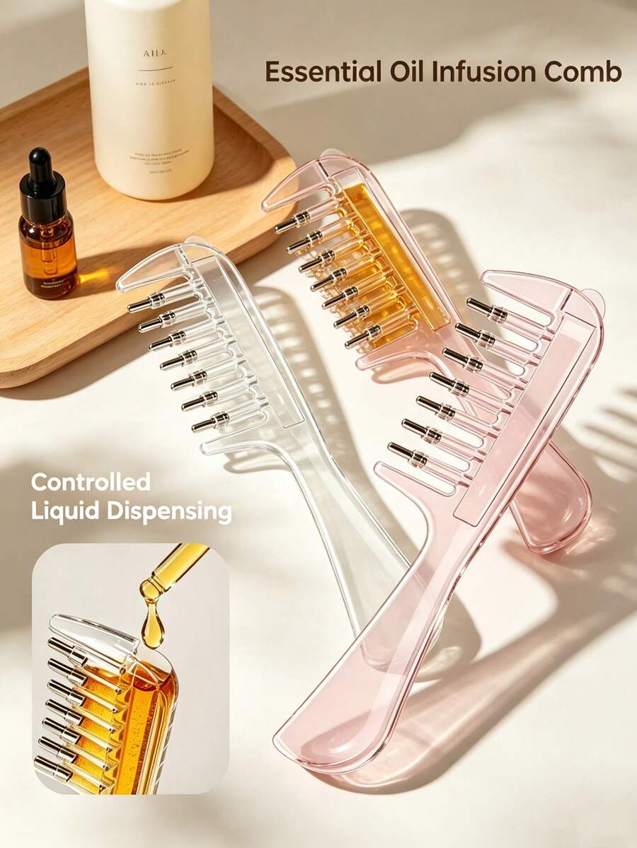 Scalp Oil Dispensing Comb, Hair Root Serum Applicator, Refillable Hair Treatment Comb, Massage Roller Teeth Hair Comb, Home Scalp Care Tool, Liquid Hair Oil Distribution Comb, Portable Hair Essential Oil Applicator