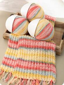 T-Shirt Yarn 200g, Soft Multi-Color Blended Knitting Yarn, Gradient Color DIY Hand Knitting Yarn, Warm And Comfortable Knitting Yarn Suitable For Beginners - STORY - View 8