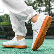 Men's Faux Leather Tai Chi Kung Fu Shoes, Lace‑Up Non‑Slip Martial Arts Training Sneakers - White - View 7