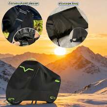 Glowing Protective 210D Thickened Motorcycle Cover | Green Reflective Tape Waterproof Sunproof Car Cover | Oxford Cloth Dustproof Cover With Built-In Anti-Theft Lock | All-Season Universal Motorcycle Protective Cover - Green Fabric Button - View 4